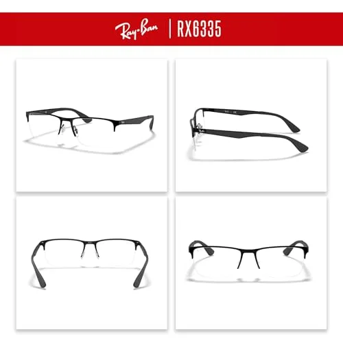 Ray Ban RB6335 2503 Black Rectangle Eyeglasses Frame 56-17 145 3