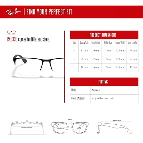 Ray Ban RB6335 2503 Black Rectangle Eyeglasses Frame 56-17 145 4