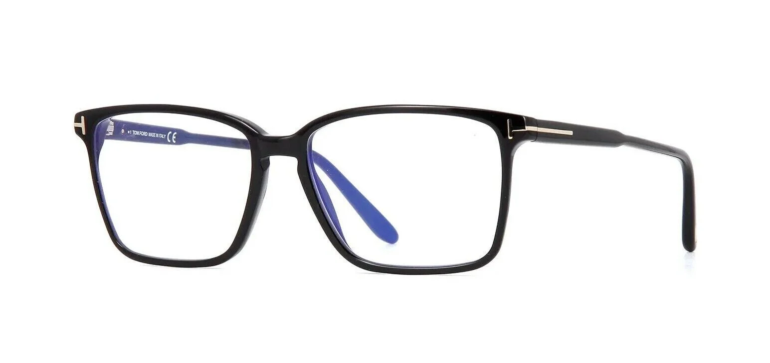 Tom Ford Eyeglasses FT 5696 B 001 Shiny Black Frame Clear Demo Lens 56mm New