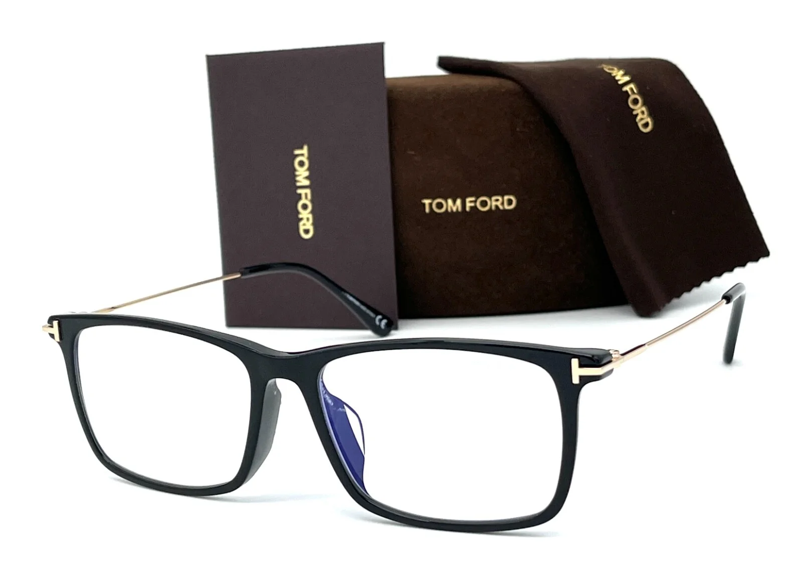 Tom Ford FT5758 001 Shiny Black / Demo Lens 56mm Eyeglasses TF5758