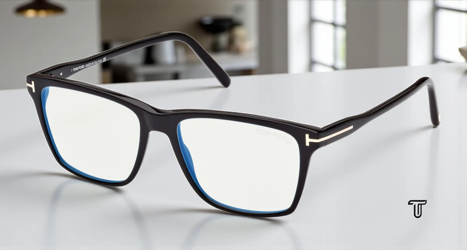 Tom Ford FT5817 B 001 Shiny Black Blue Block Lens 56 mm Men